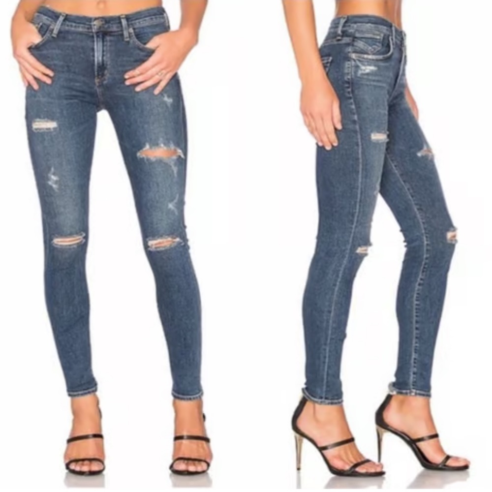 AGOLDE Sophie High Rise Slim Skinny Distressed Jeans Kansas City Wash Size 29